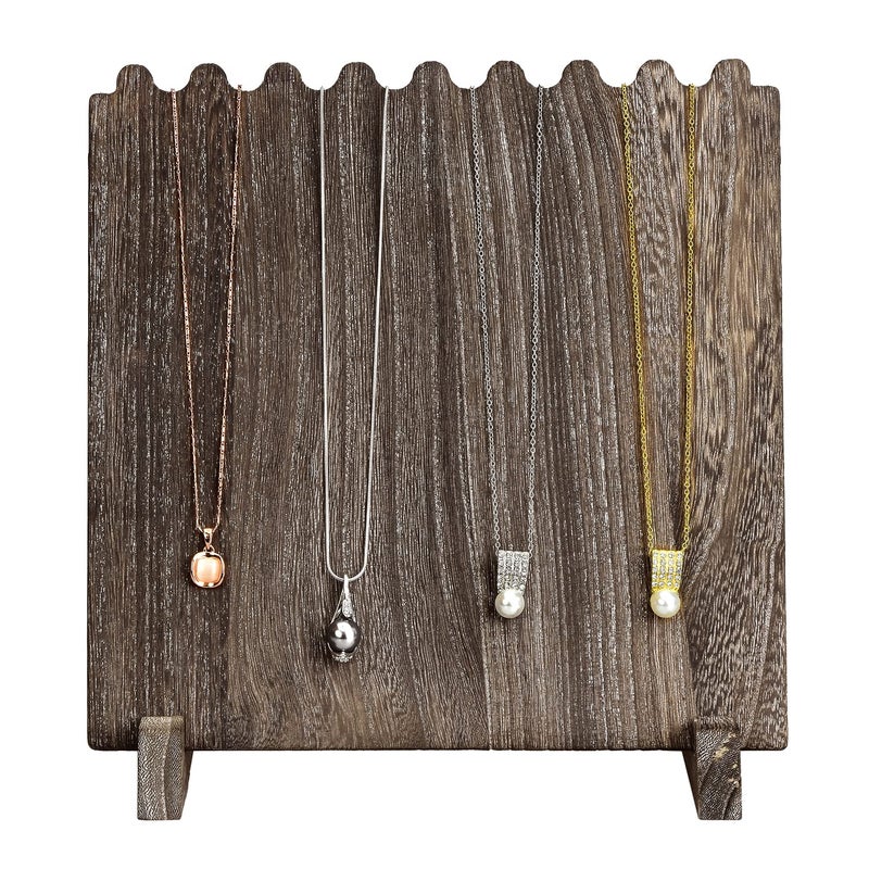MOOCA Wooden Plank Necklace Jewelry Display Stand for 8 Necklaces, Jewelry Display Holder, Wood Plank Storage Stand Holder, Coffee Color - Image 2